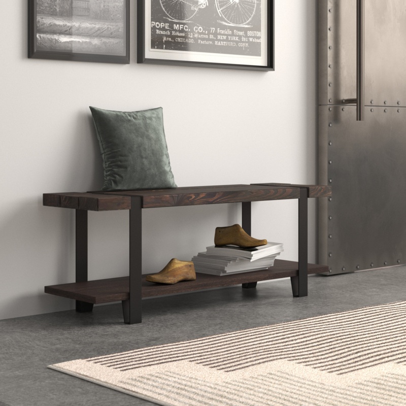 Alezzi Wood Shelves Storage Bench