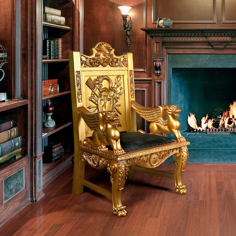 Medieval Fantasy Chair with Velvet Upholstery