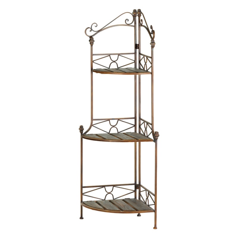 Corner Baker's Rack with Three Wooden Shelves