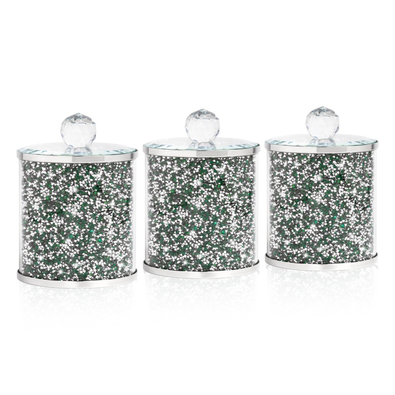 Alika Crushed Diamond Glass 3 Piece Coffee, Tea, & Sugar Set