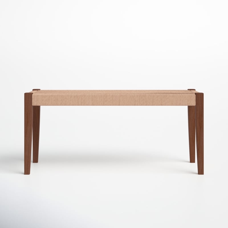Handwoven Basketweave Rope Bench
