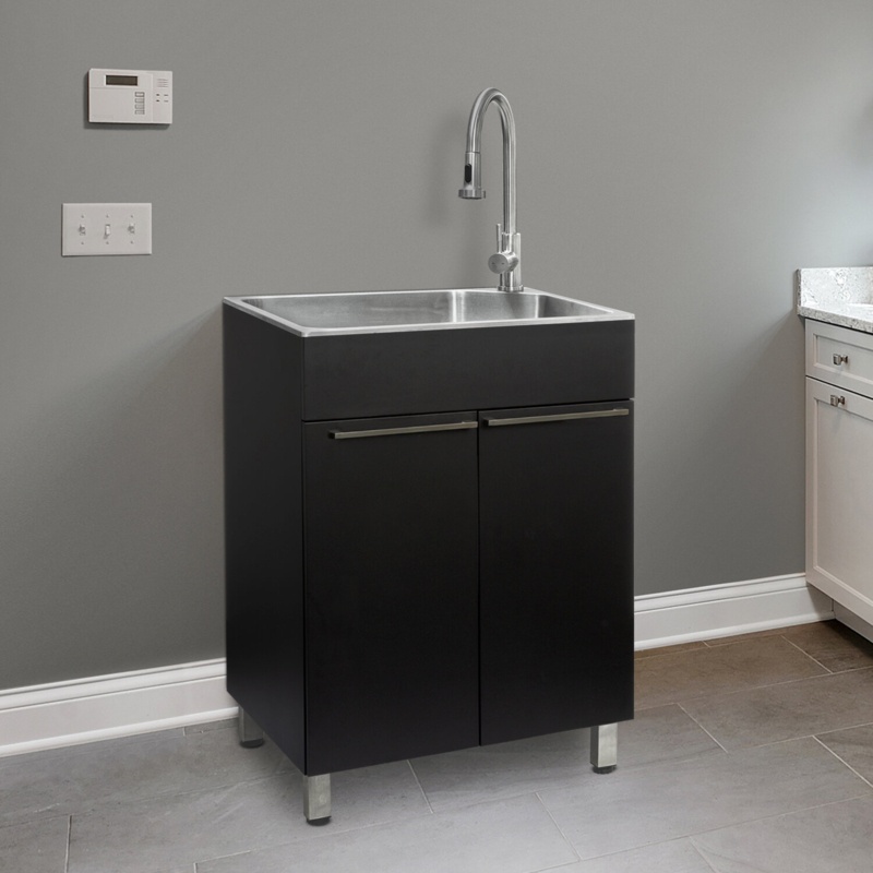 All-In-One 24.1" L x 21.3" W Free Standing Laundry Sink with Faucet