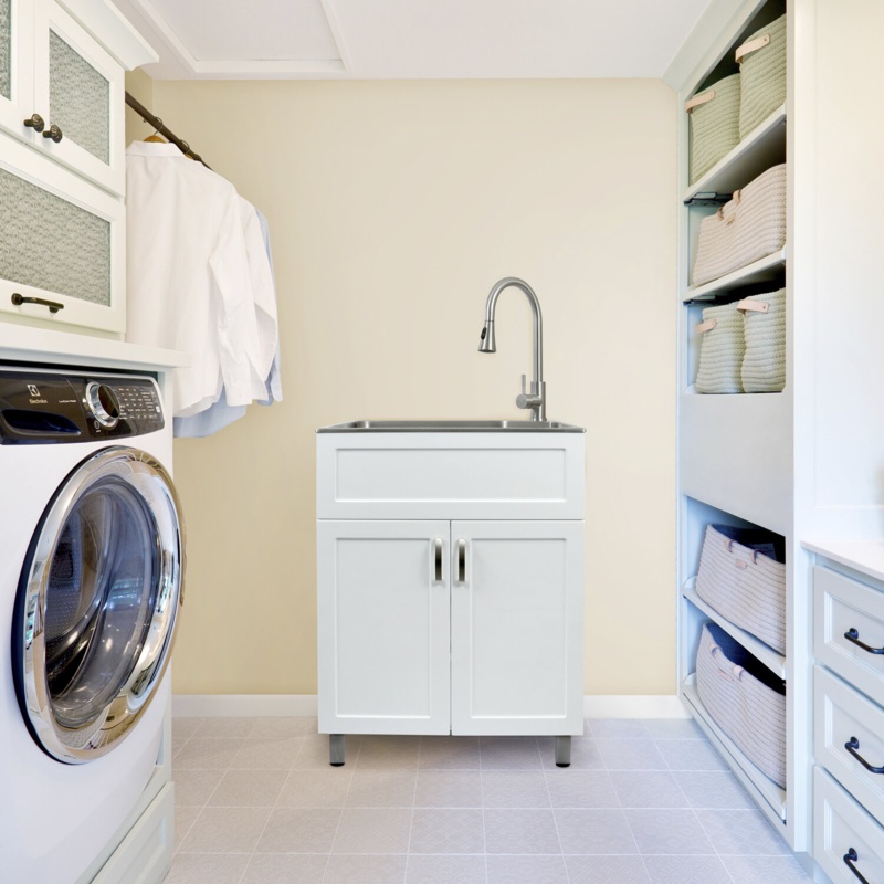 All-In-One 24.1" L x 21.3" W Free Standing Laundry Sink with Faucet