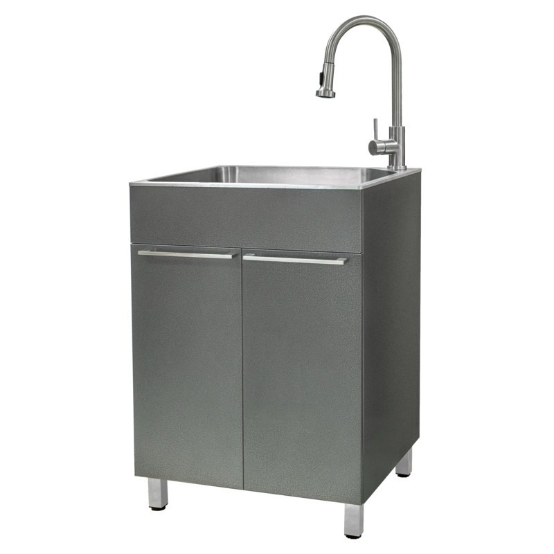 All-In-One 24.1" L x 21.3" W Free Standing Laundry Sink with Faucet