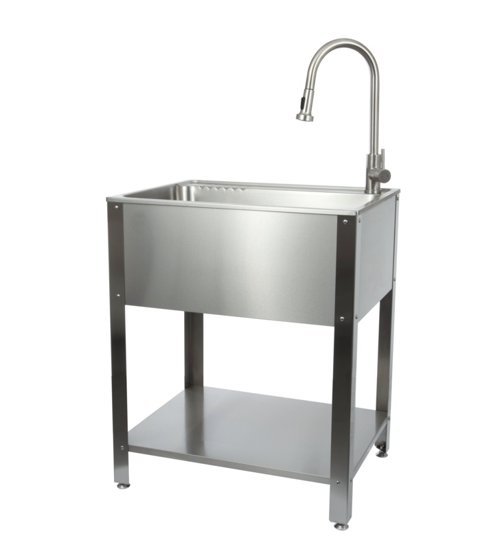 All-In-One 28" L x 22" W Free Standing Laundry Sink with Faucet
