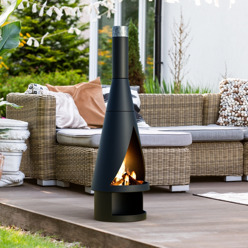 Modern Steel Chiminea with Internal Fire Grate