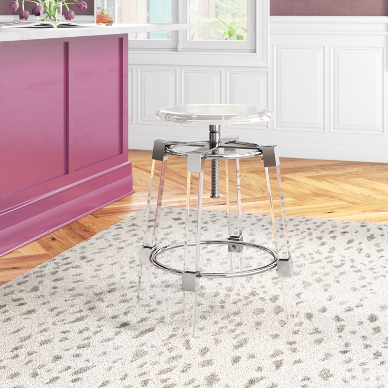 Height-Adjustable Acrylic Swivel Stool