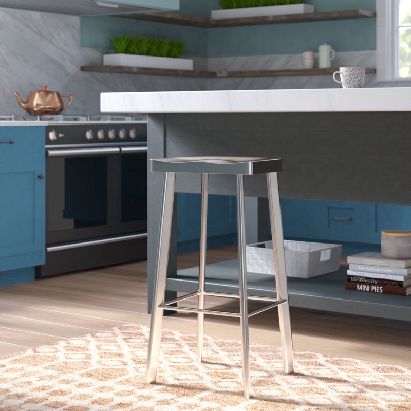 Sleek Metal Bar Stool with Molded Seat