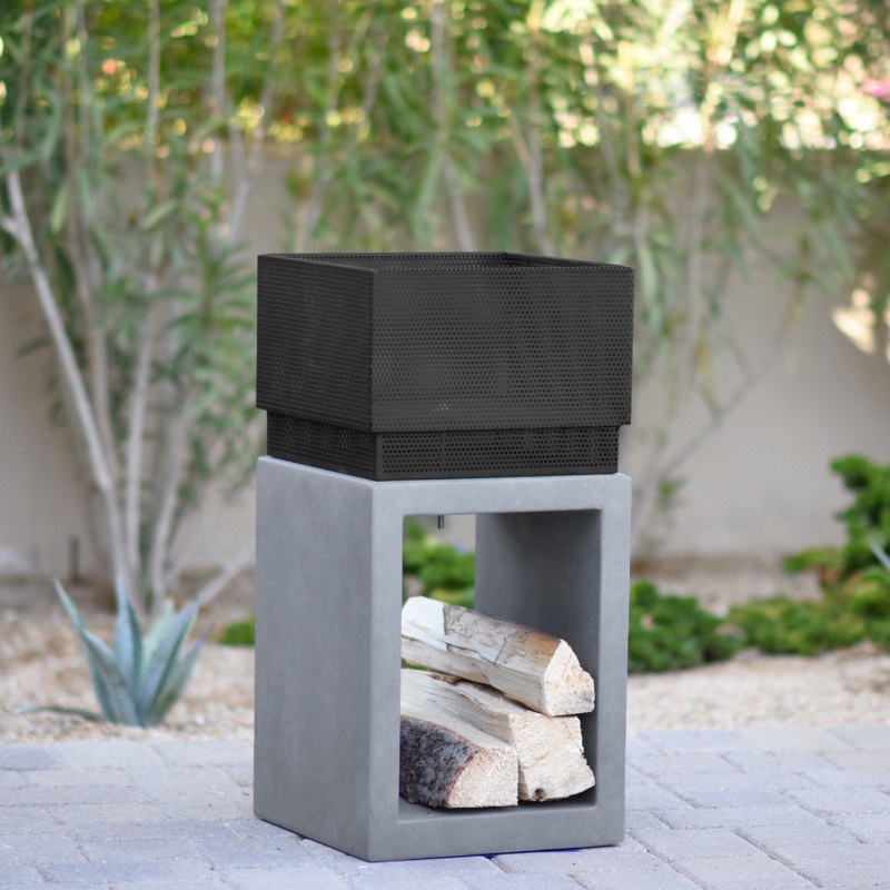 Allyiah 28.38'' H x 13.75'' W Magnesium Oxide Wood Burning Outdoor Fire Column