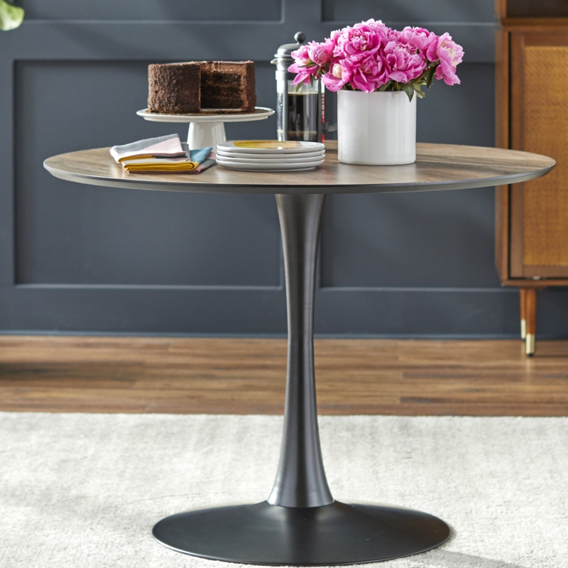 Mid-Century Pedestal Table with Walnut Finish