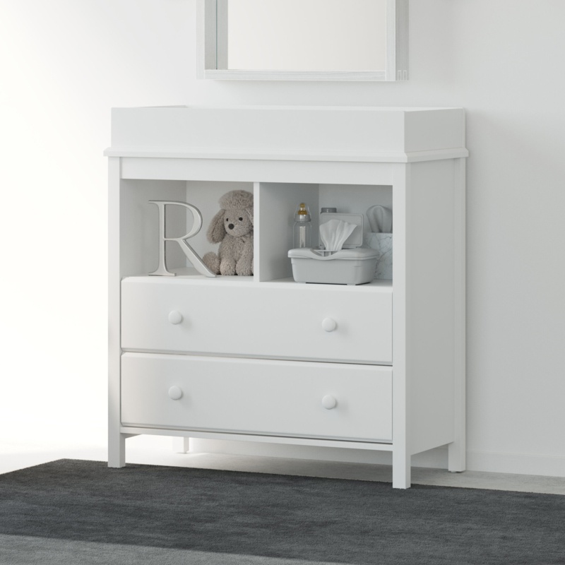 2 Drawer Changing Chest with Shelves