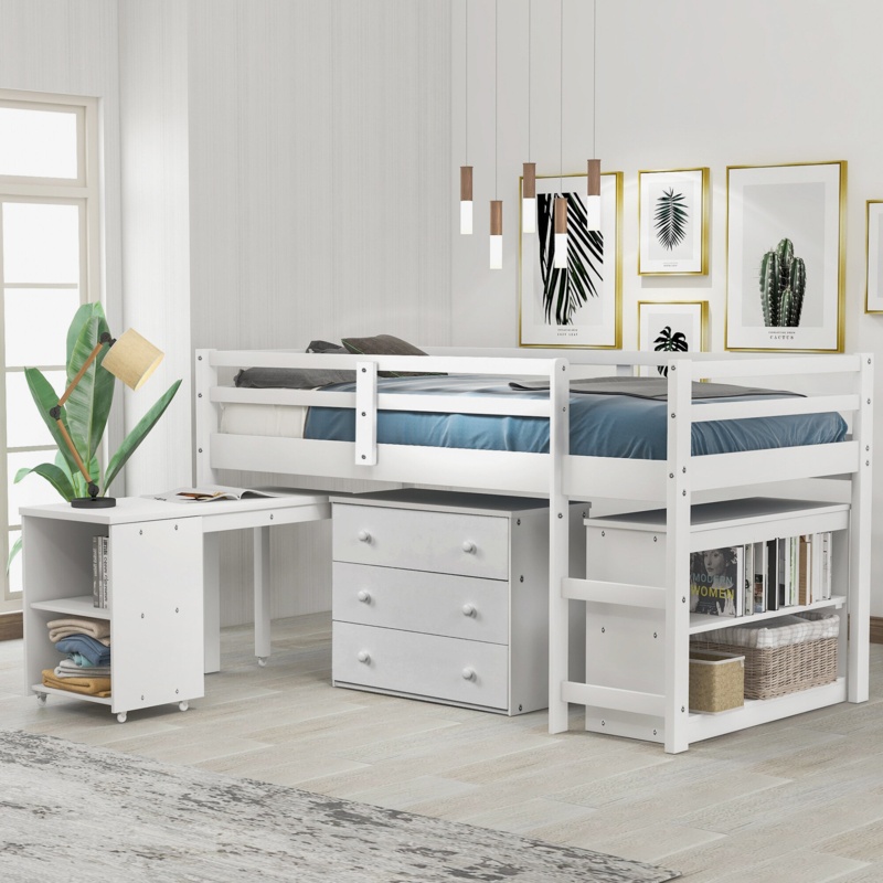 Altheimer Twin Loft Bed with Bookcase by Harriet Bee