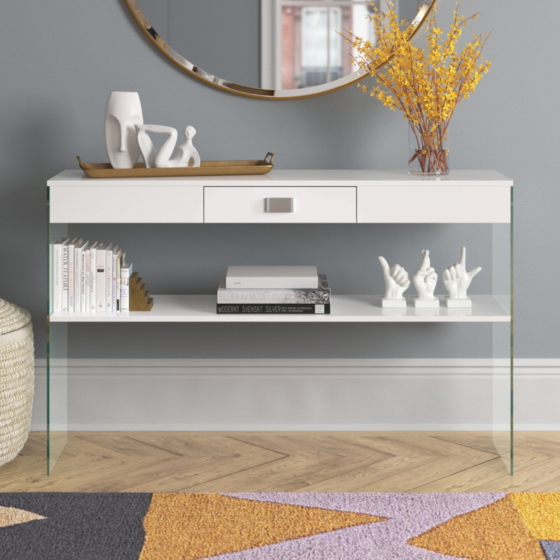 Sleek Console Table with Marble-Look Top