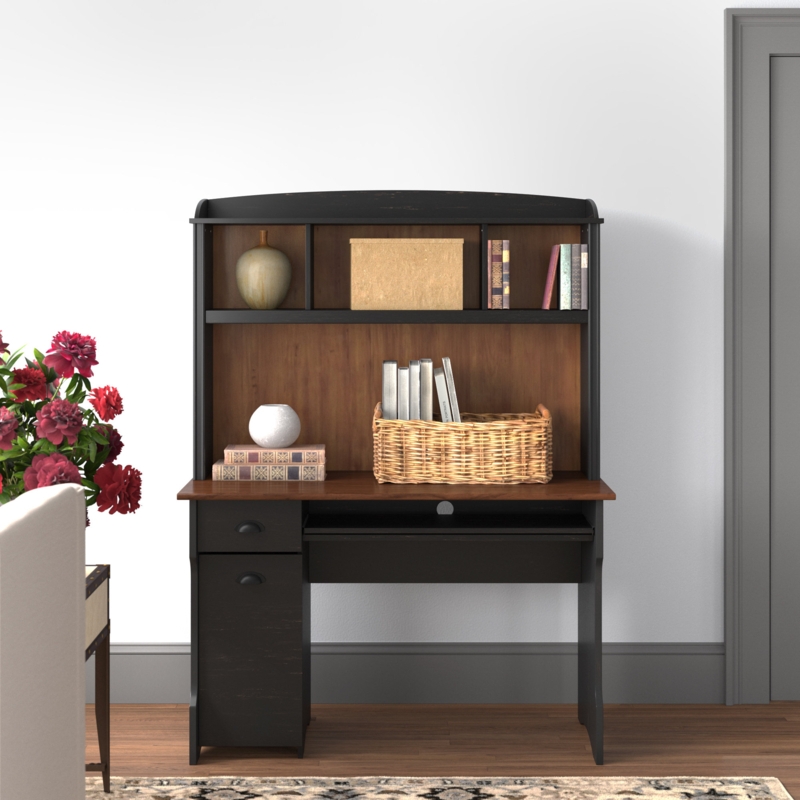 Functional Writing Desk with Hutch and Keyboard Tray