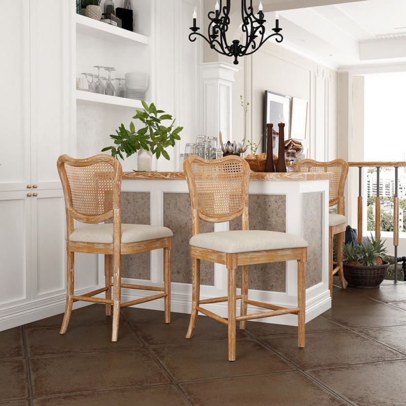 Rattan Counter Stool Barstool Chair Set
