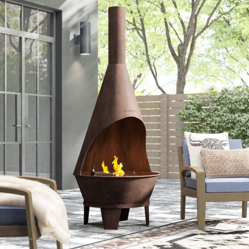 Amabel 75'' H Steel Wood Burning Outdoor Chiminea