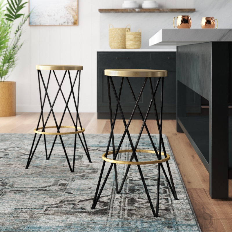 Boho Iron Barstool with Circular Seat