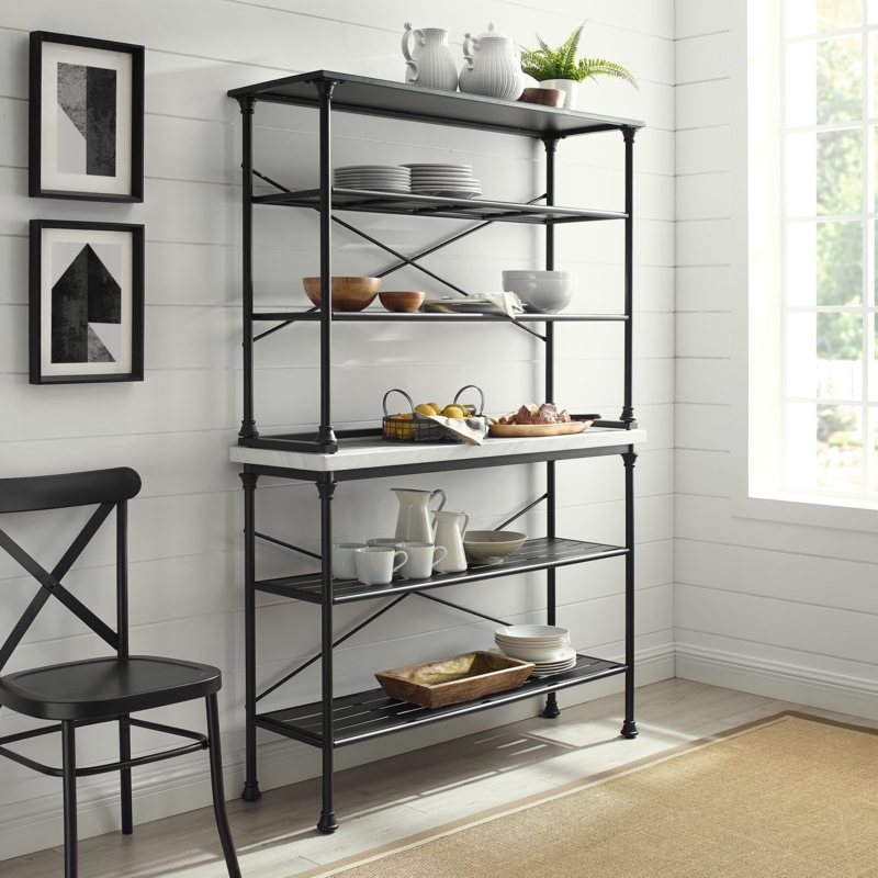 Baker's Rack with Marble-Like Shelf