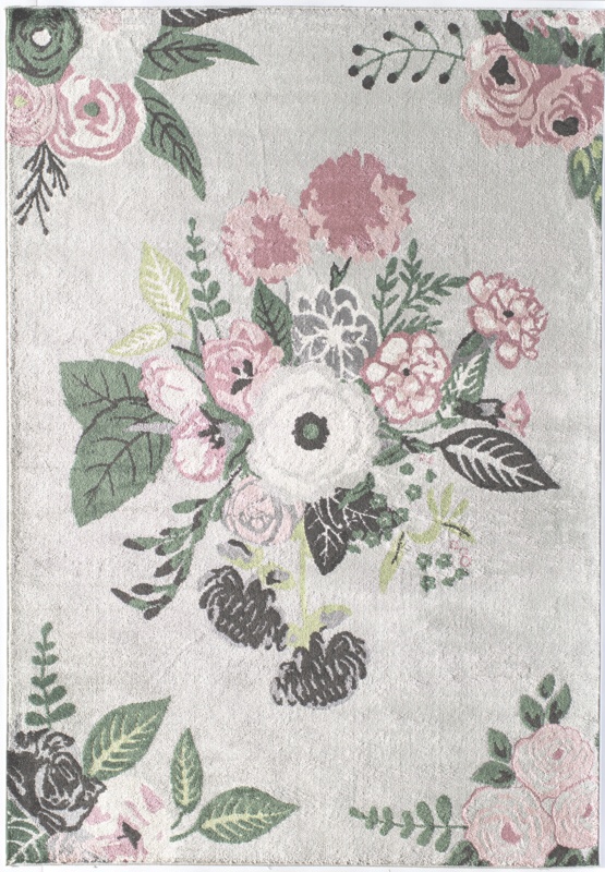 Amias Machine Woven / Power Loomed Performance Green/Pink/Gray Rug