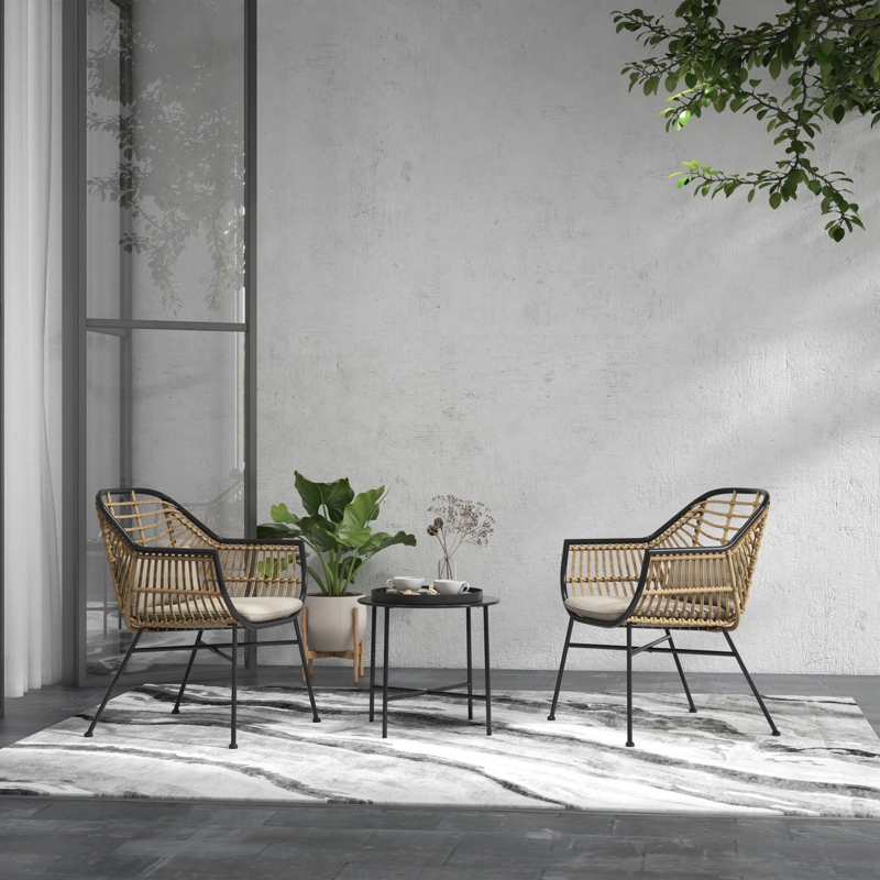 Boho Open Weave Rattan Outdoor Furniture Set