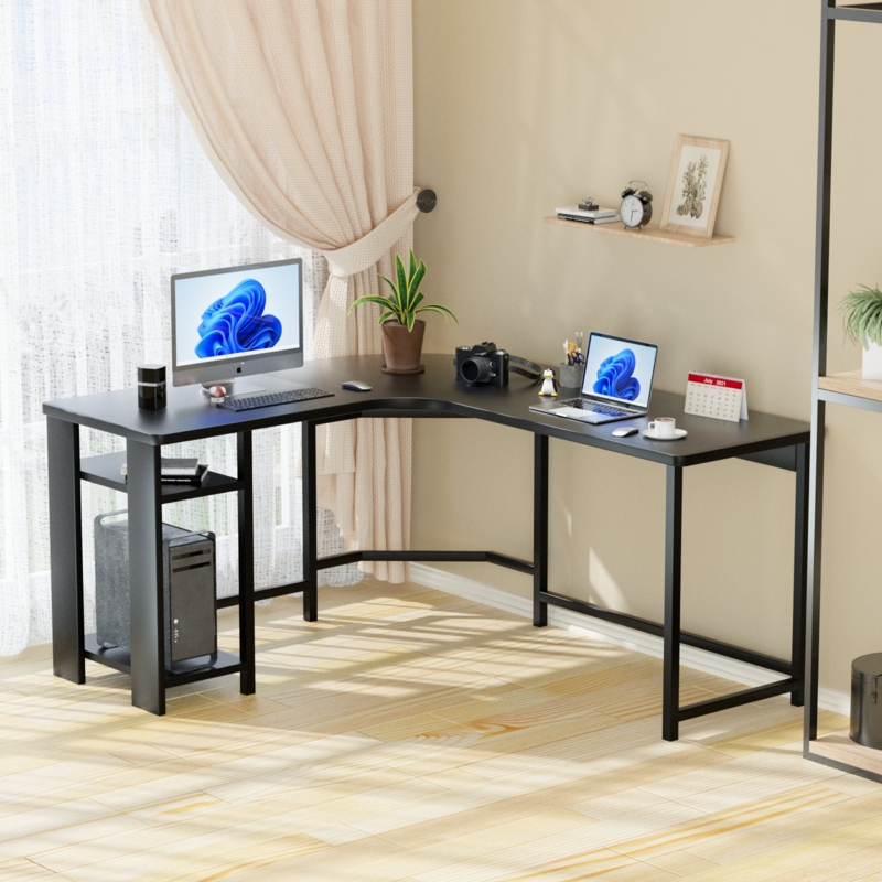 L-Shaped Corner Desk with CPU Storage