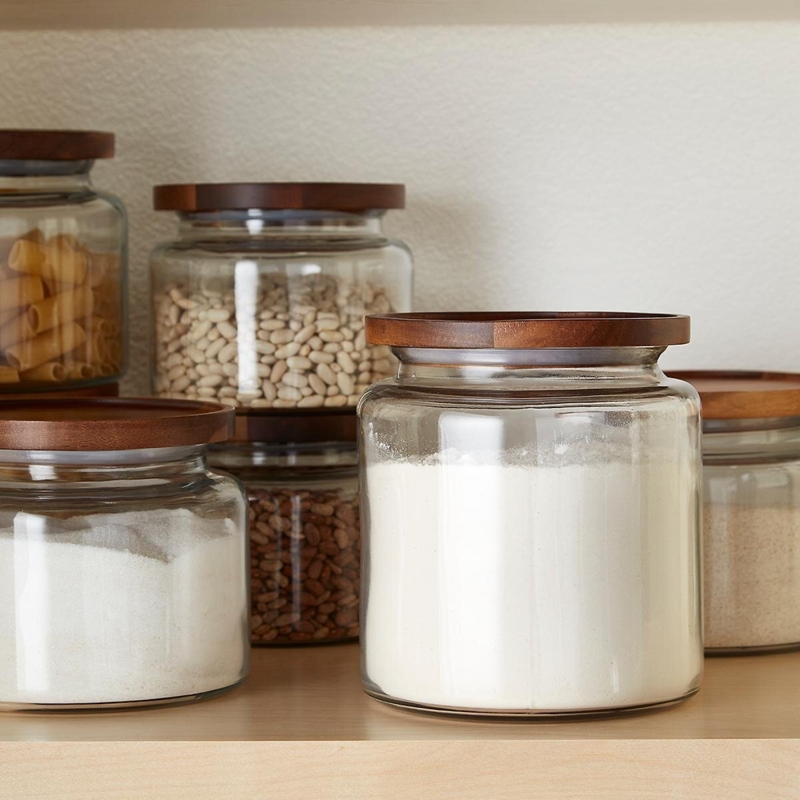 Montana Glass Jars with Acacia Wood Lids (Set of 3)