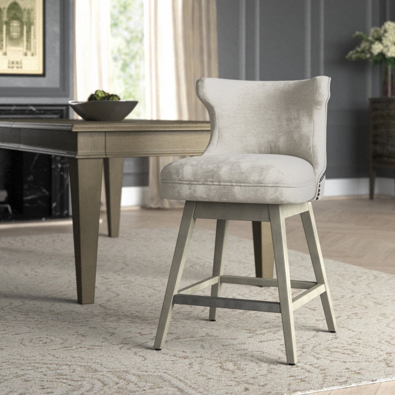 Aneira Nail Head Swivel Counter Stool