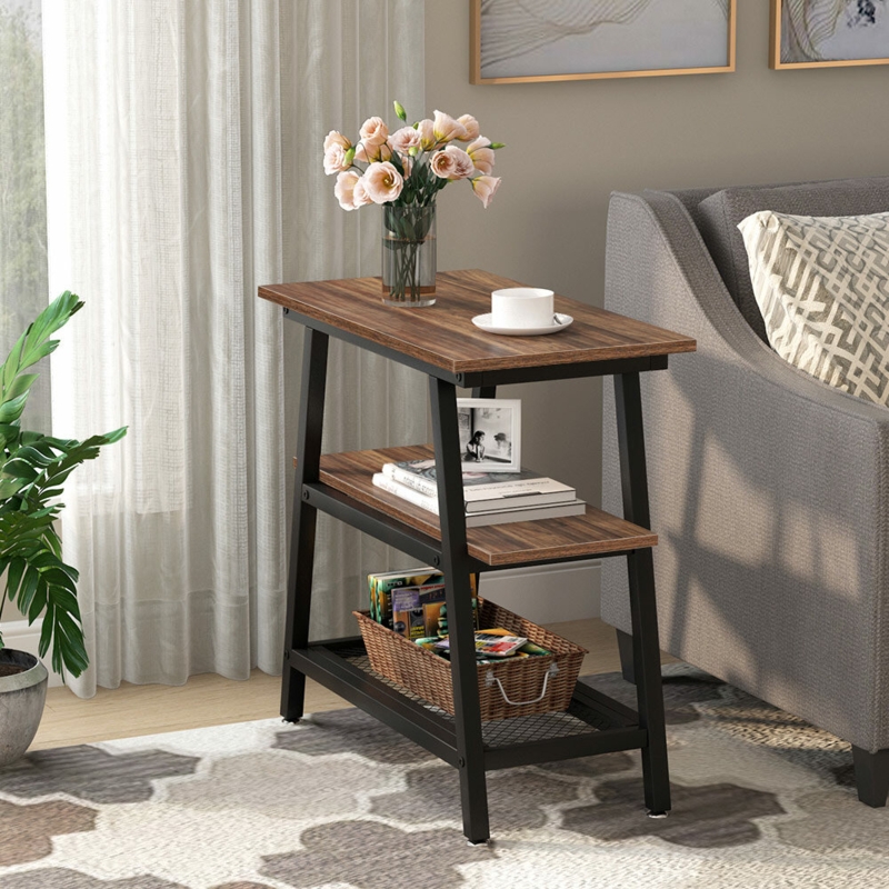 Industrial Style End Table with Storage