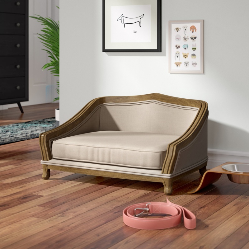 Anita Sophisticated Decorative Dog Sofa with Arched Wood Frame