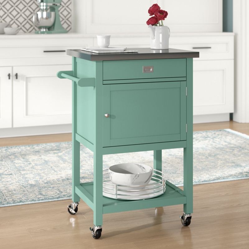 Annily 26'' Wide Rolling Kitchen Cart with Stainless Steel Top