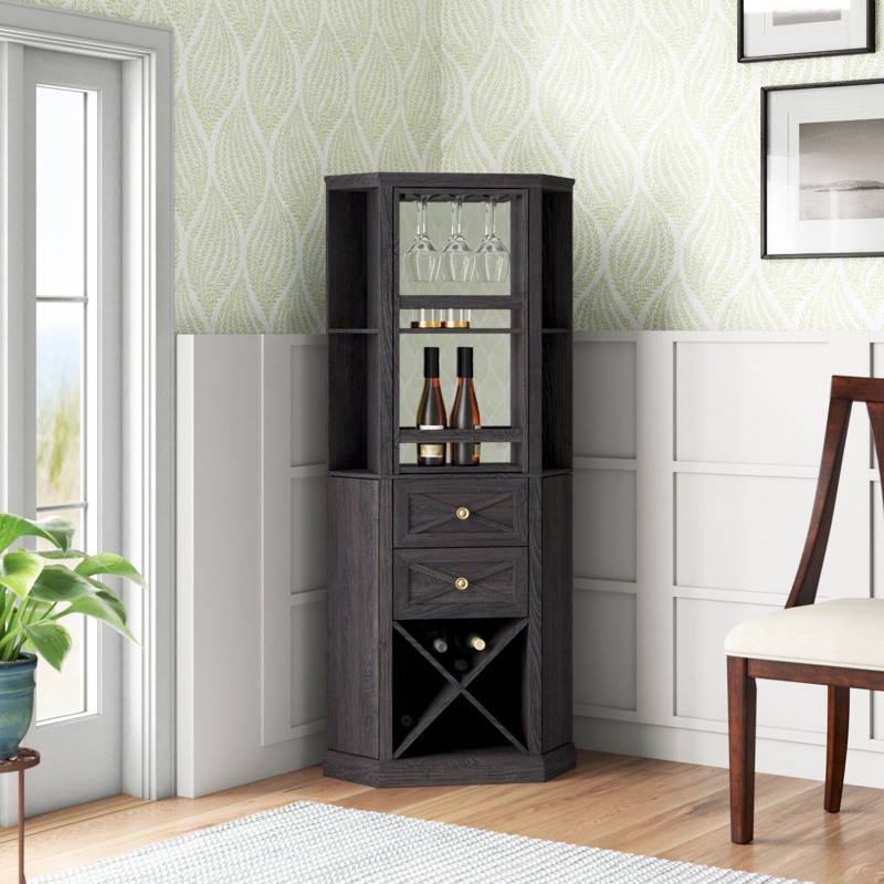Anorea Rotating Lazy Susan Spinning Wine Bar Cabinet