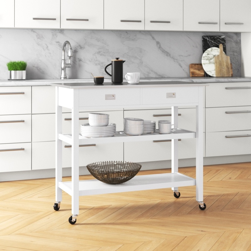 Modern Kitchen Island with Stainless Steel Countertop
