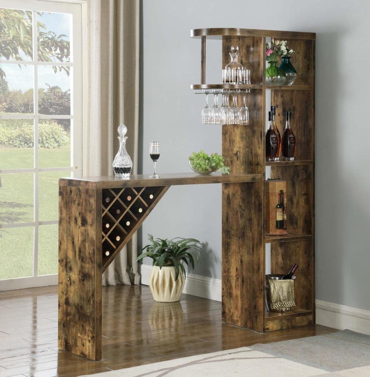 Antique Five Shelf L Shaped Bar for Home 