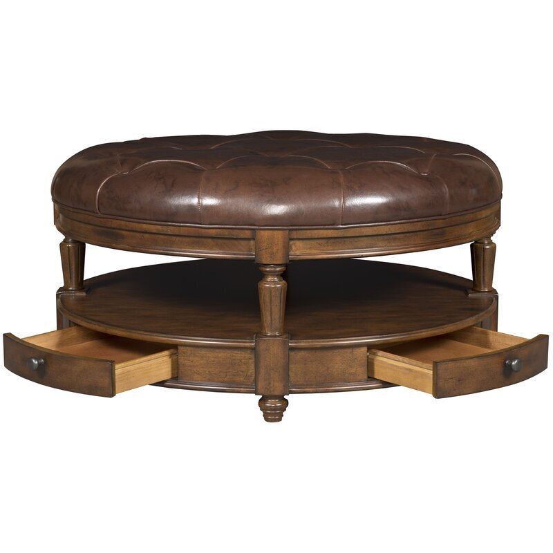 Leather Round Ottoman Coffee Table