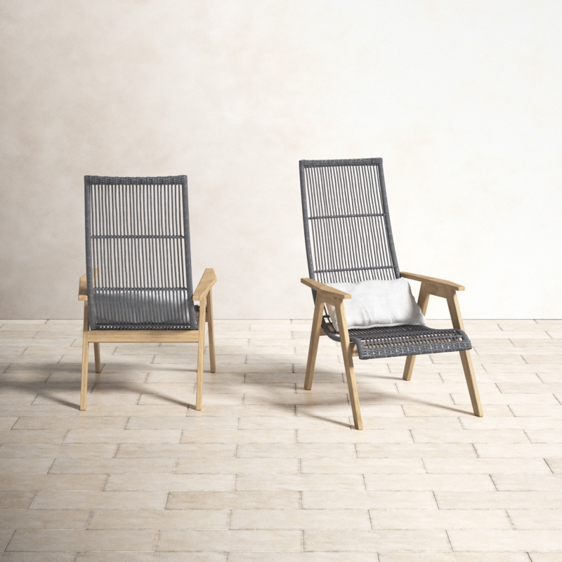2-Piece Teak Patio Lounge Chair Set