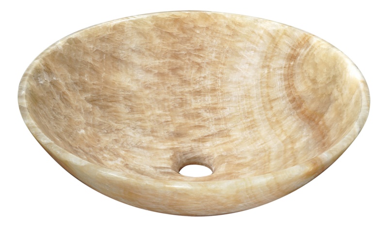 ANZZI Desert Gate 16.5'' Cream Jade Stone Circular Vessel Bathroom Sink