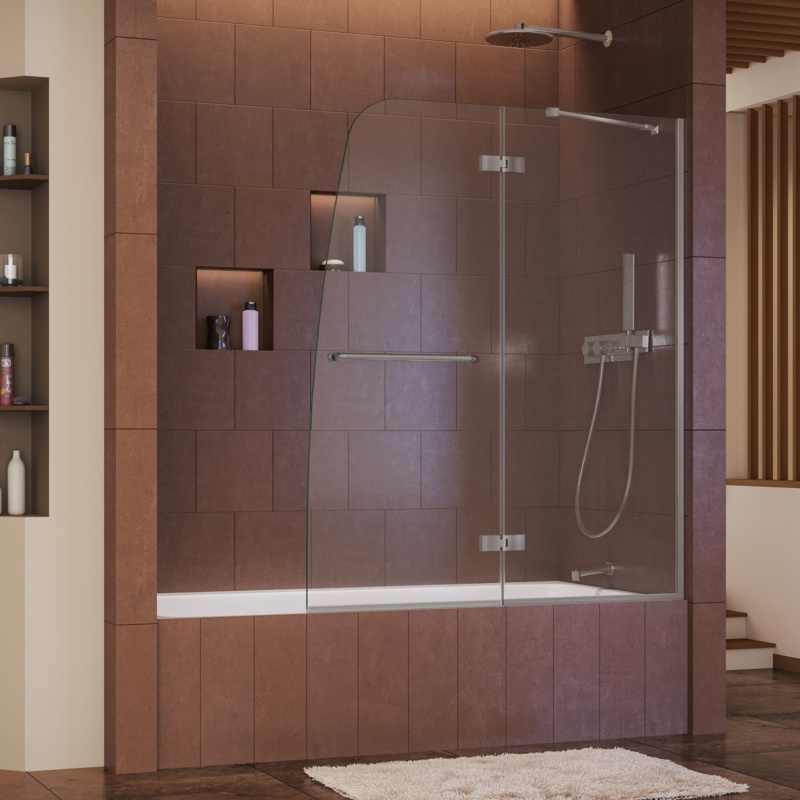 Aqua Ultra 47.75'' - 48'' W x 58'' H Hinged Frameless Tub Door with Clear Glass
