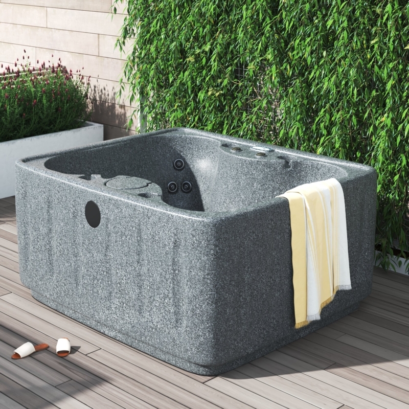 4-Person Portable Hot Tub with LED Waterfall