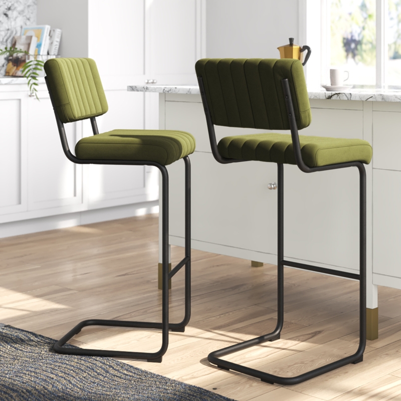 2-Piece Velvet Upholstered Stool Set