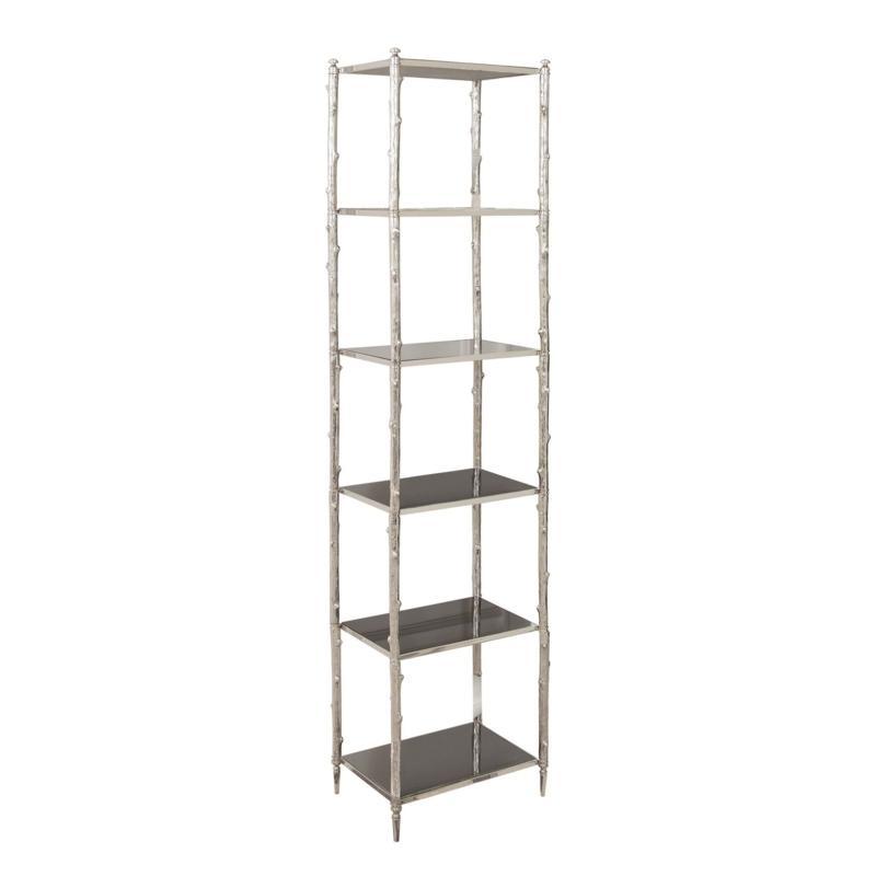 Nature-Inspired Brass Etagere with Marble Shelves