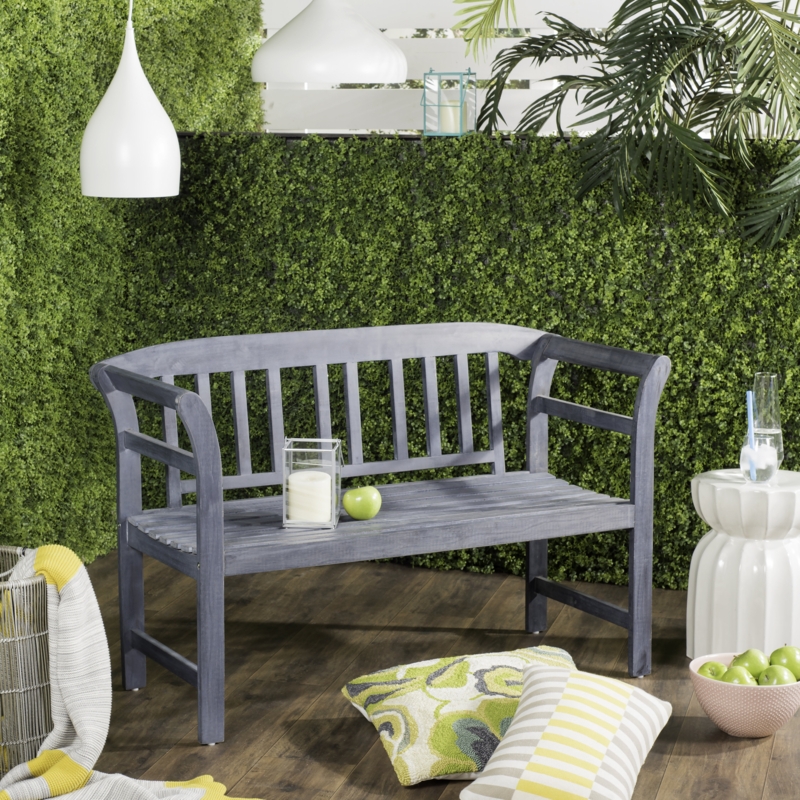 Wooden Garden Bench with Slatted Design