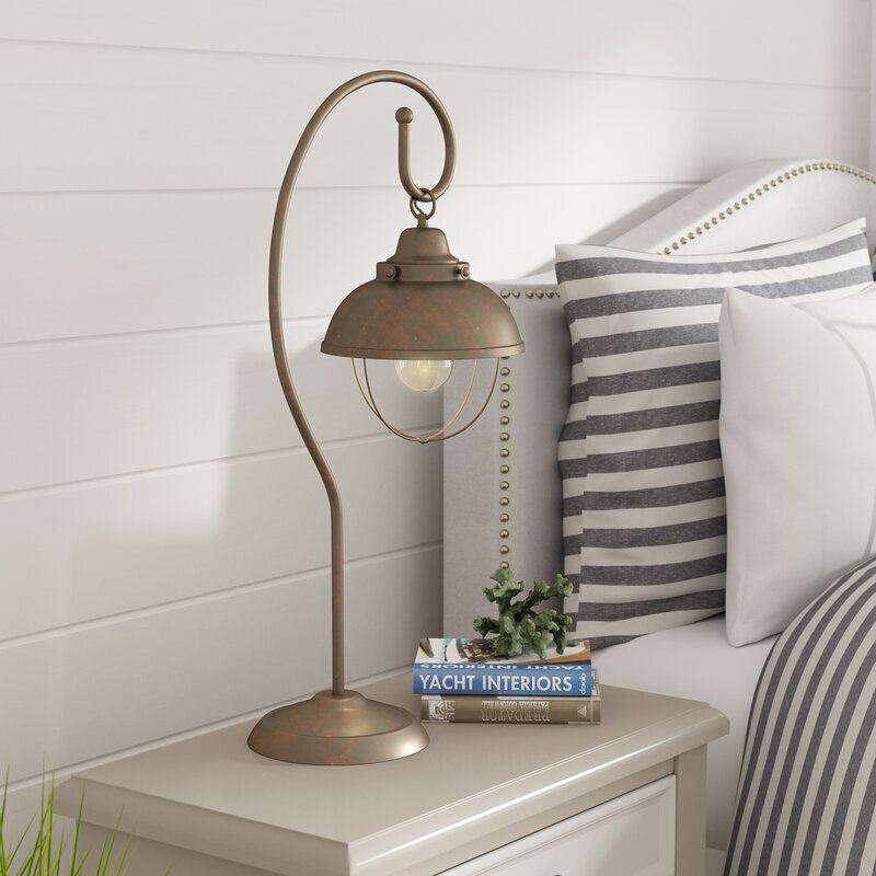 Arching Antique Copper Table Lantern Lamp