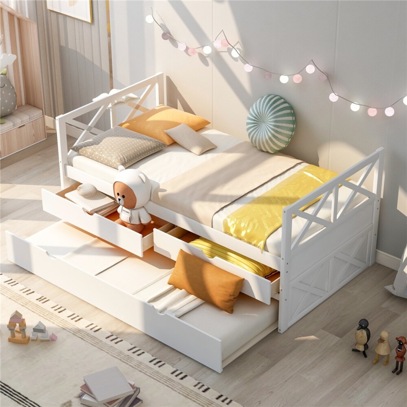 Rustic Daybed with Storage and Trundle