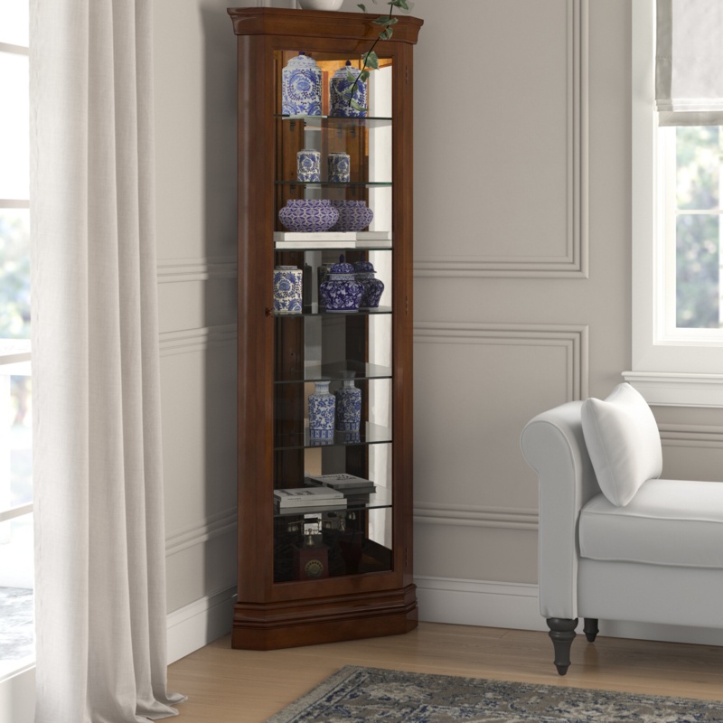 Arjun 28'' Wide Mirrored Back Curio Cabinet with Lighting