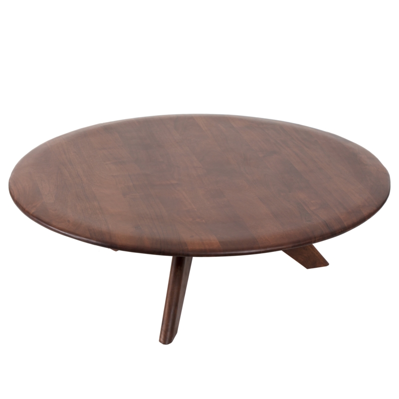 Round Wooden Coffee Table with Origami-Inspired Legs
