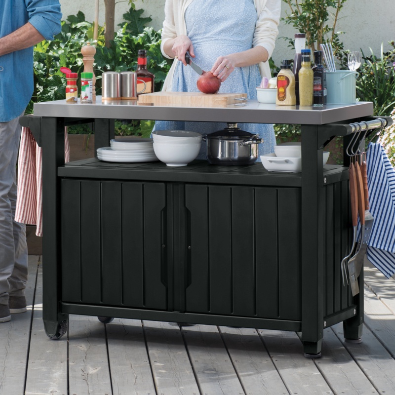Arrilla Winston Porter Bar Cart Made of Durable Wood-look Resin And Stainless Steel Countertop