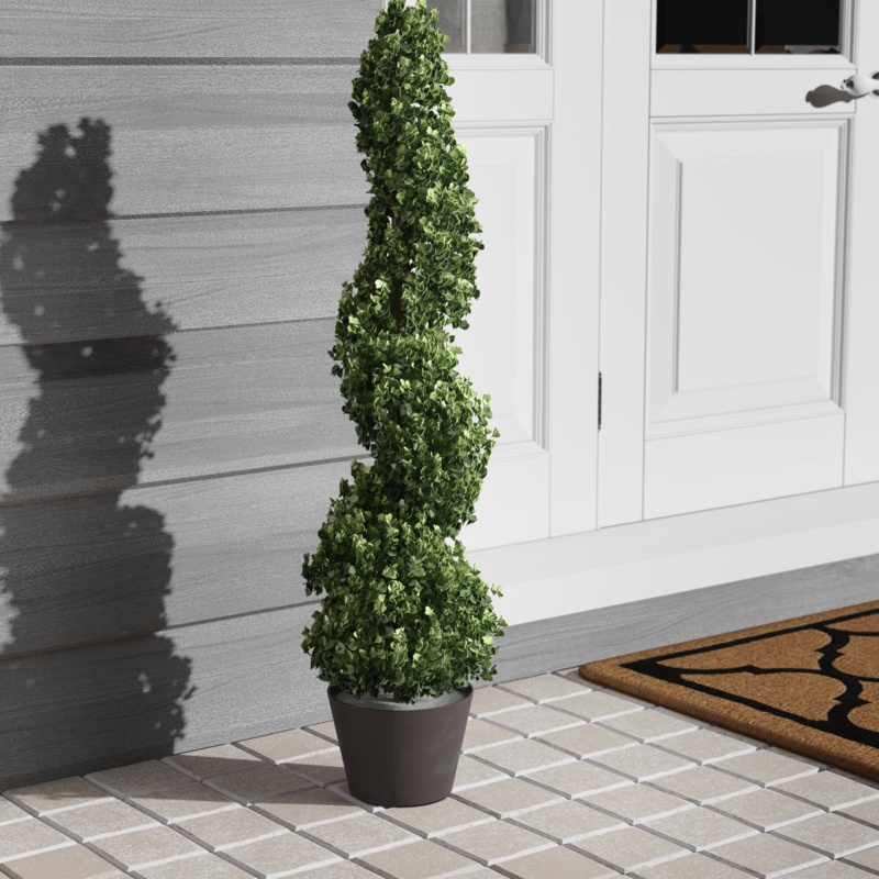 Artificial Boxwood Spiral In Pot UV