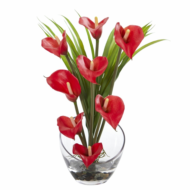 Artificial Lilies Floral Arrangement in Vase