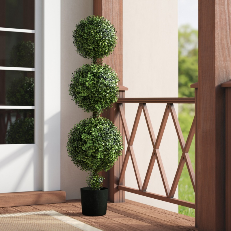 Artificial Triple Ball Green Boxwood Topiary.