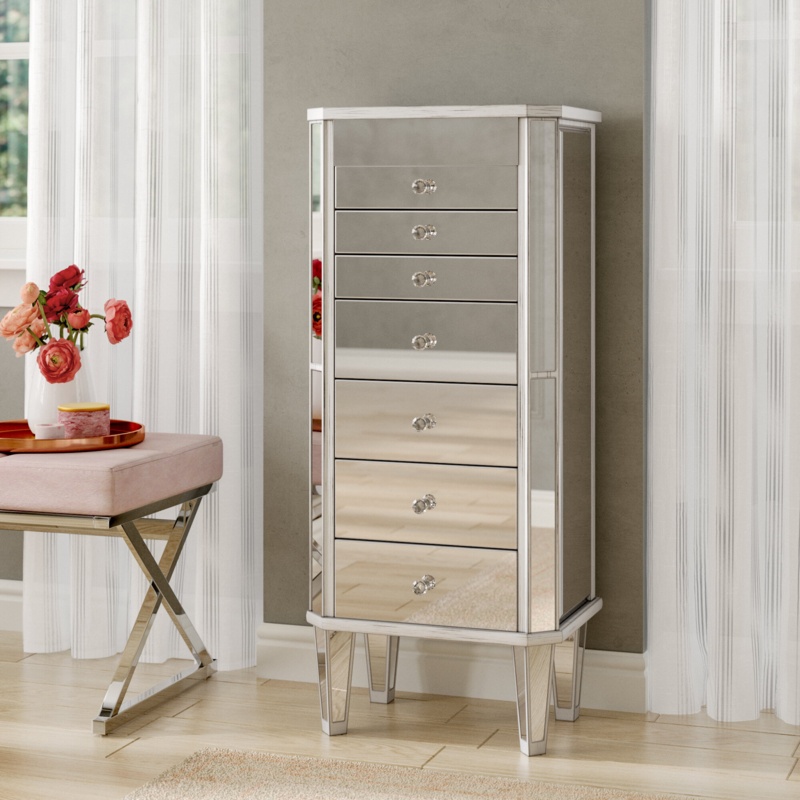Ashmore 18'' Wide Free-Standing Jewelry Armoire with Mirror